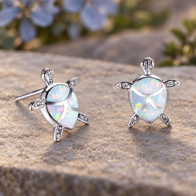 Opal Sea Turtle Stud Earrings