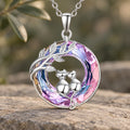 Purple Crystal Cat Pendant Necklace
